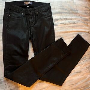 Black Paige Skinny Peg Coated Jeans in perfect condition. Size 26.